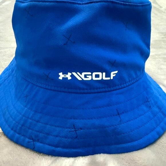 Under Armour Youth Golf Bucket Hat Bright Blue Tiny Golf Club Pattern OSFA - Picture 2 of 5